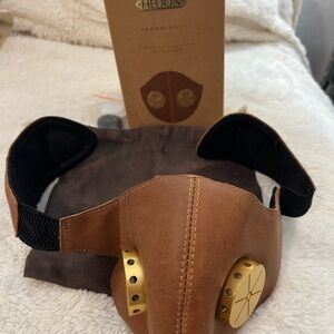 Brown Leather Motorcycle Mask with Gold Accents